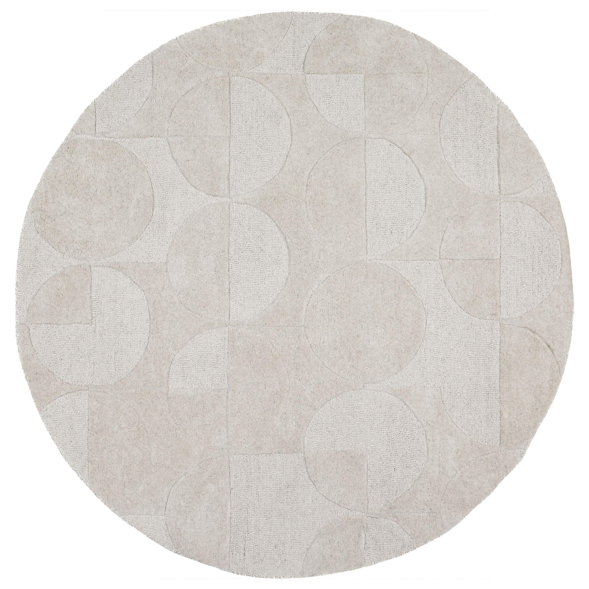 WOLLTEPPICH DEBEN, geometrisch, aus Wolle, Elfenbein, Ø 160 cm - Champagner, Textil (160/160cm) - KADIMA DESIGN