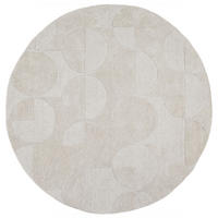 WOLLTEPPICH DEBEN, geometrisch, aus Wolle, Elfenbein, Ø 160 cm - Champagner, Textil (160/160cm) - KADIMA DESIGN