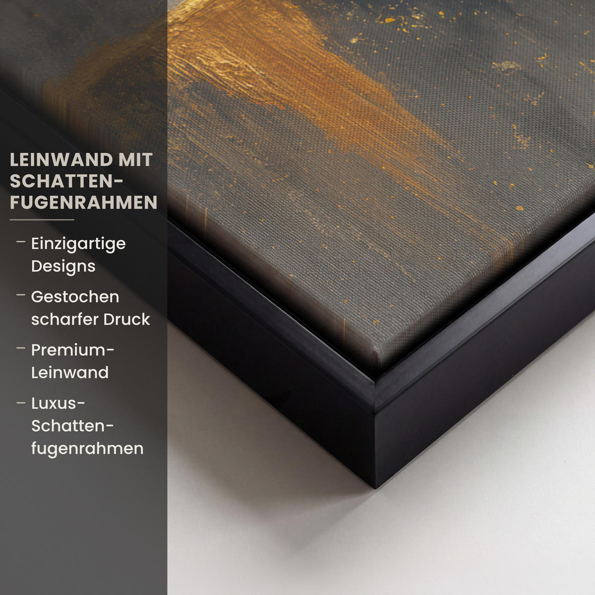 LEINWAND Bilder mit Rahmen - Baum - Blätter - Gold - Abstrakt - 70x100 - Grau, Textil (70/100cm) - MuchoWow