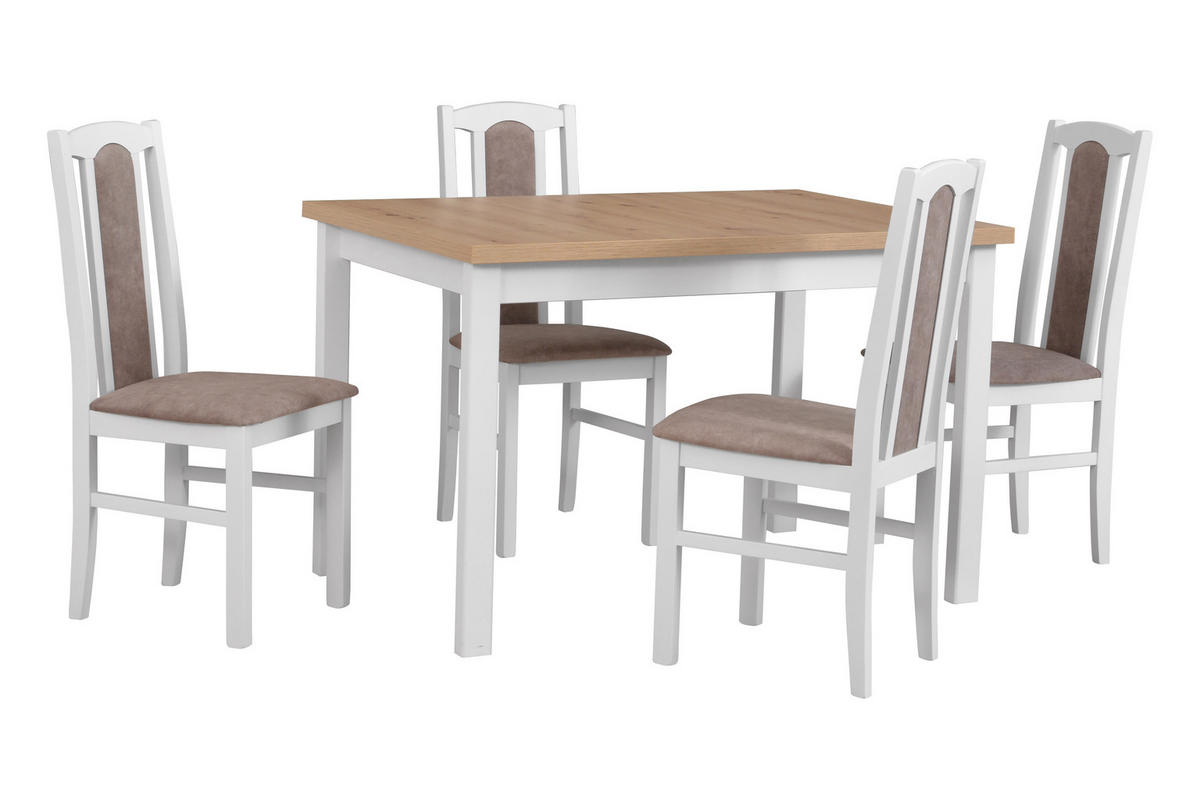 ESSZIMMERSTUHL - 6er-Set Bos 7 weiss dora 22 - Sandfarben/Weiß, Holz (43/95/40cm) - Leaf Design