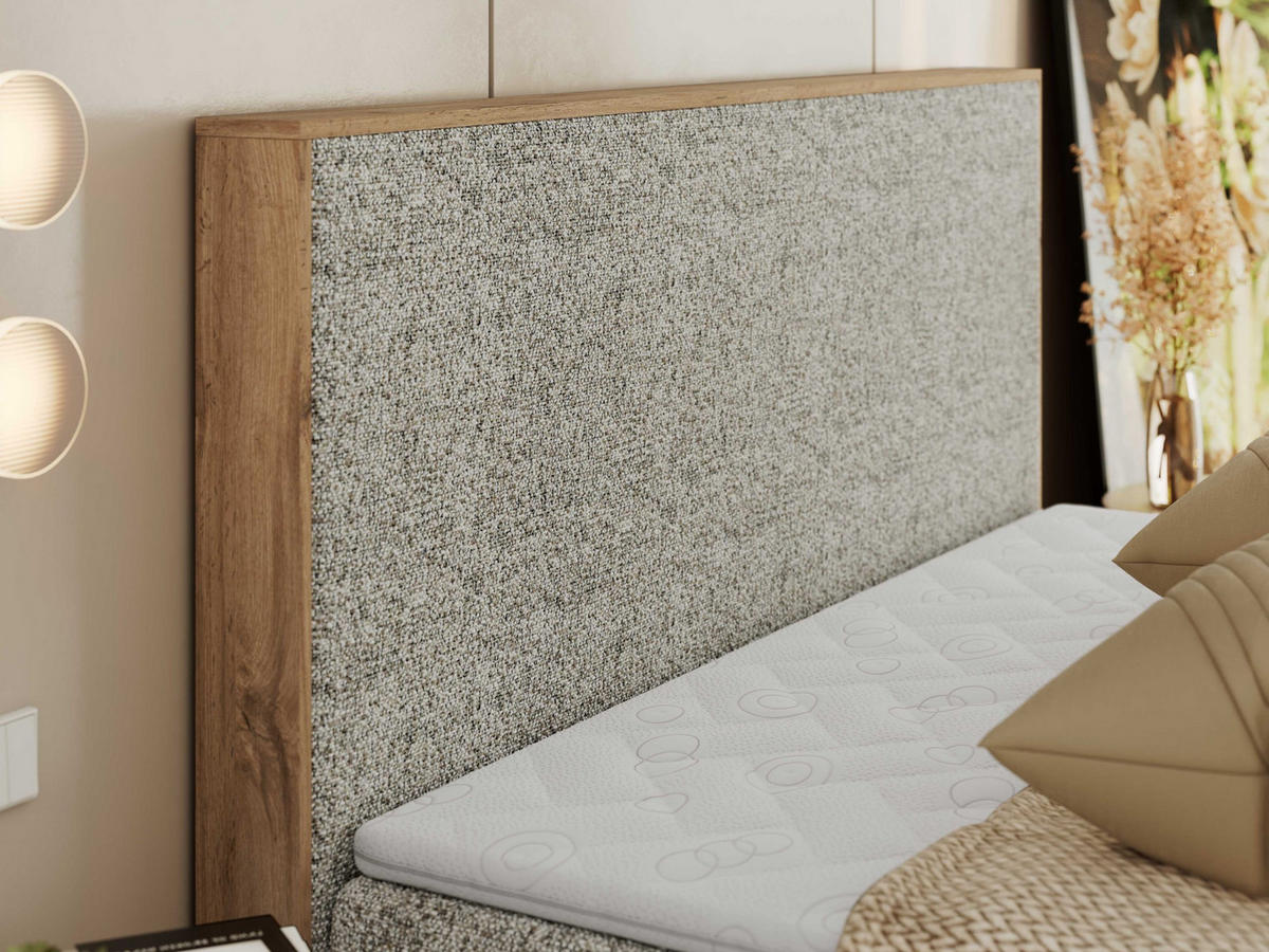 BOXBETT WOOD CLASSIC 140/200 - Beige Strukture - H4 - Beige, Textil (140/200cm) - MKS