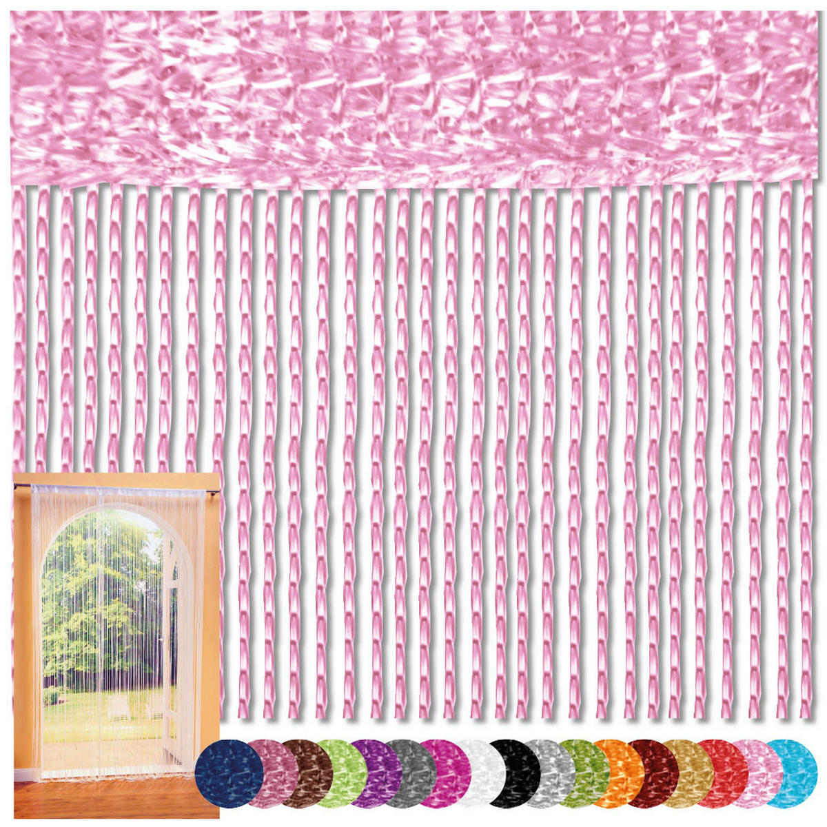 FADENVORHANG 90 cm x 240 cm Fadengardine (Rosa) Ideal als Insektenschutz oder Raumteiler - Rosa, Textil (90/240cm) - Bestlivings