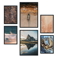 POSTER Set Mit 6 Kroatien Wandbild A3 & A4 Schwarzer Rahmen - Schwarz, Papier (29/3cm) - Nacnic