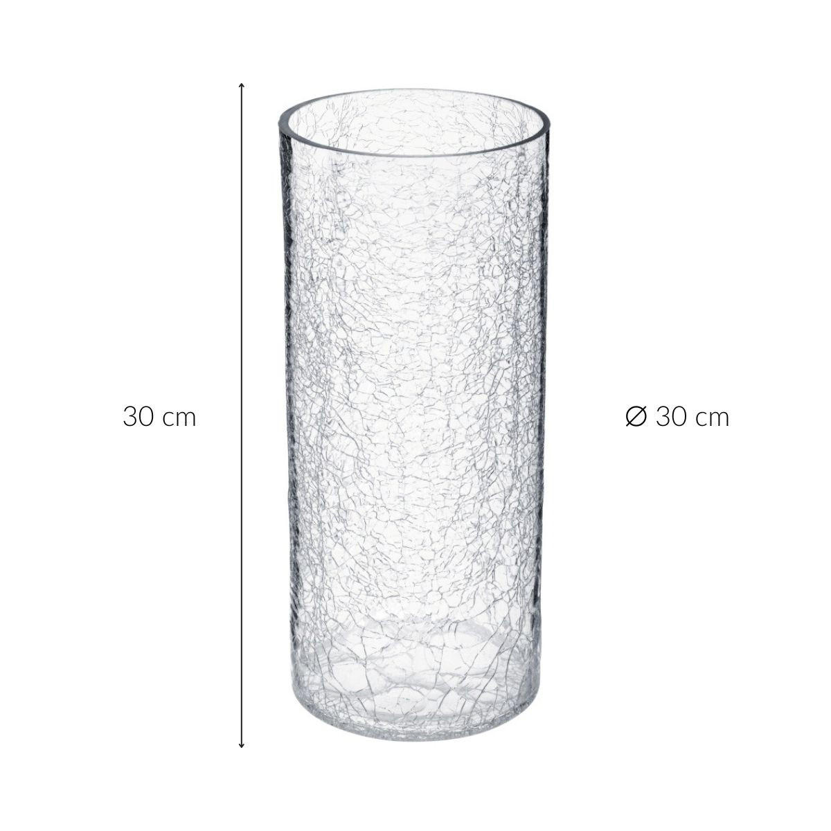 GLASVASE Crackle Motiv 13/13/30 cm - Transparent, Glas (13/30cm) - Atmosphera Createur d´interieur