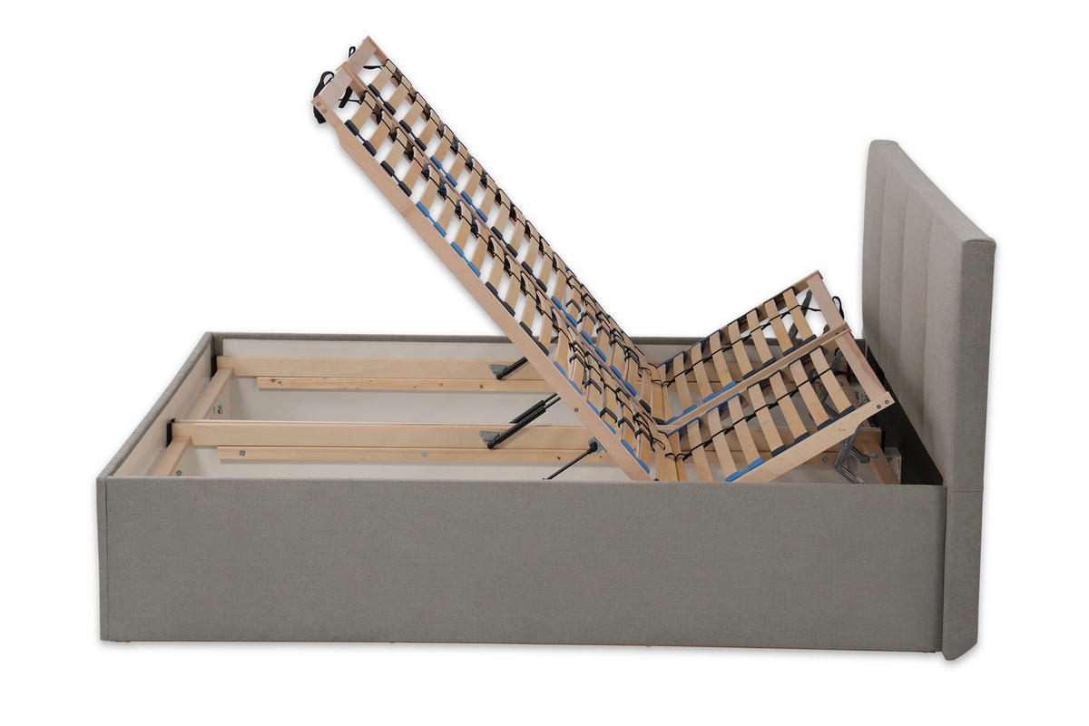 POLSTERBETT Dalas Granitgrau 160 x 200 x 40 cm Bettkasten Mit hochwertiger Matratze H2 (bis 100 kg) und Lattenrost - Grau, Holz (160/200cm) - Halmon Schlafkomfort Betten 