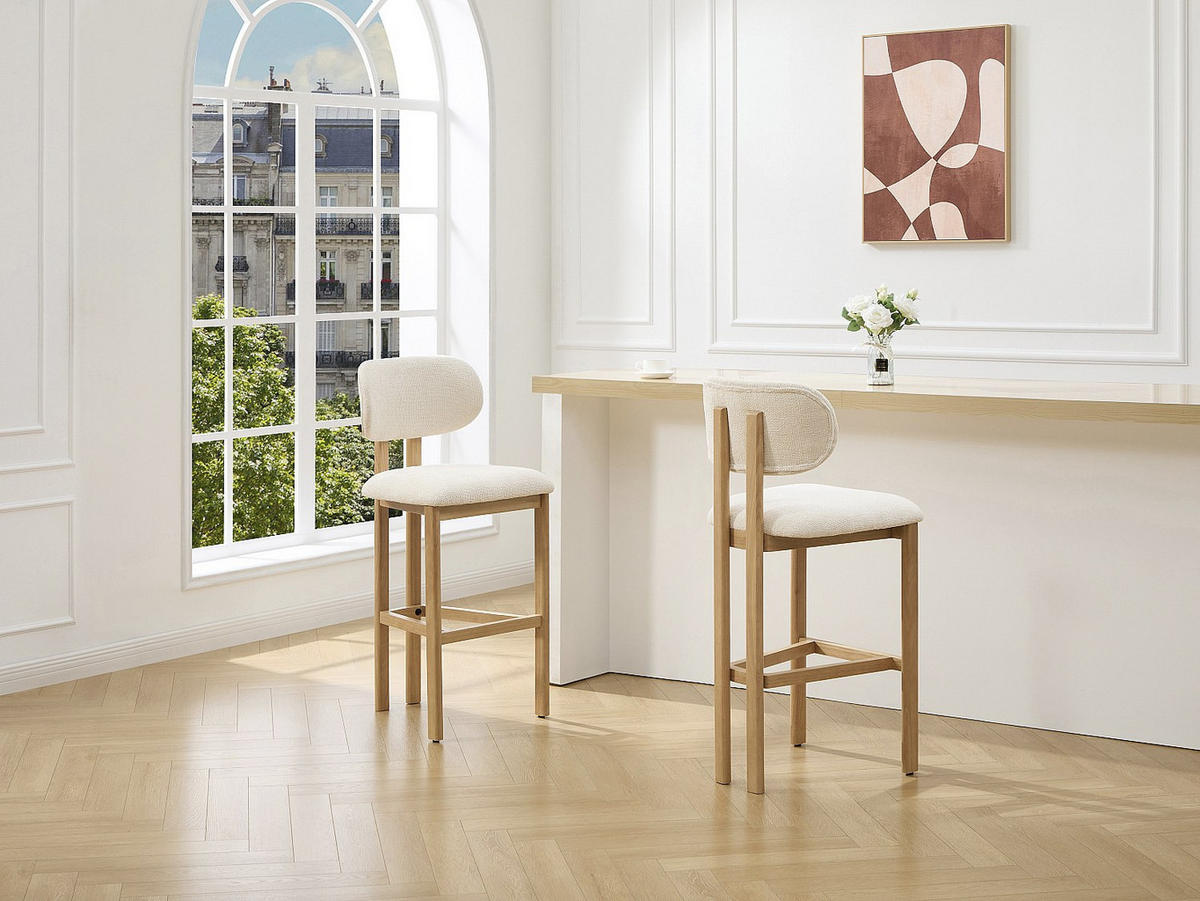 BARHOCKER - 49cm x 52cm - Polyester - cremefarben - YELAZ - Creme, Textil (49/111/52cm) - Vente-Unique