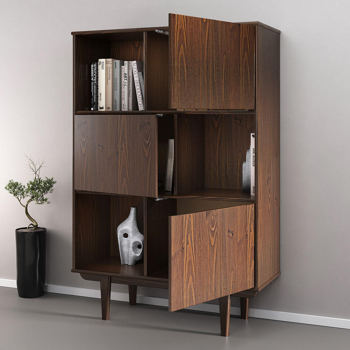 HIGHBOARD SIMONA - Nussbaumfarben, Holz (95/139/37cm) - IDIMEX