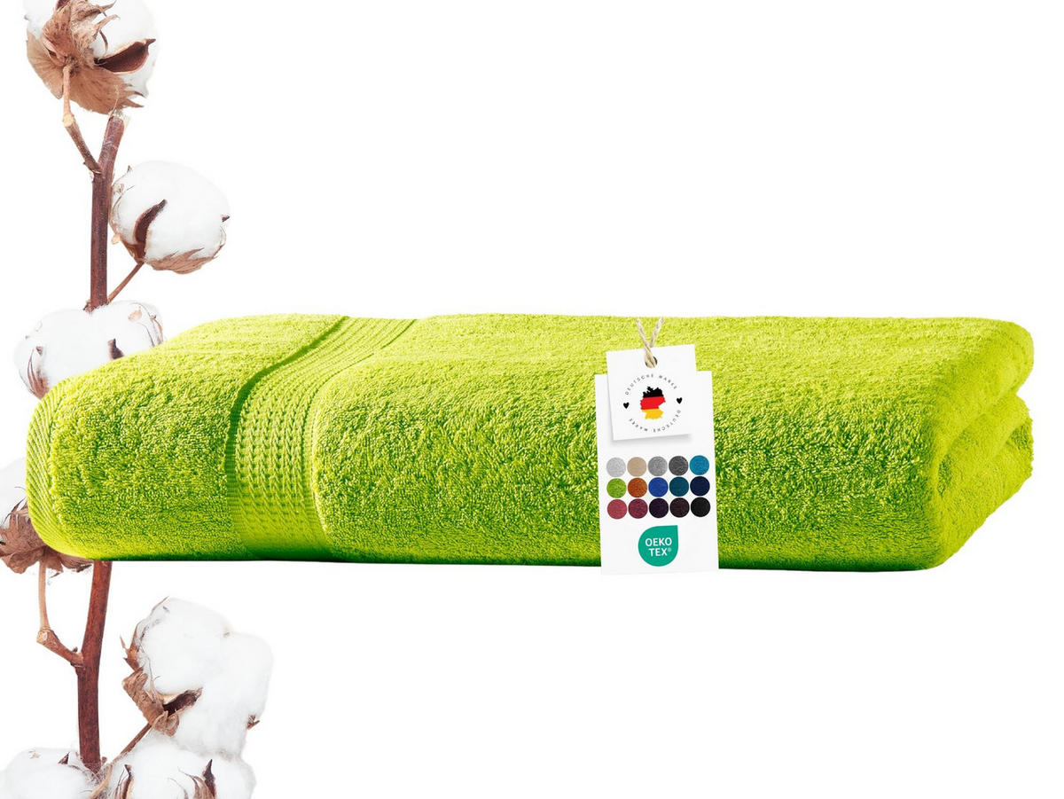 BADETUCH 100x150 cm Frottier Handtücher aus 100% Baumwolle, Grün 500g/m2 - Grün, Textil (100/150cm) - Carpe Sonno