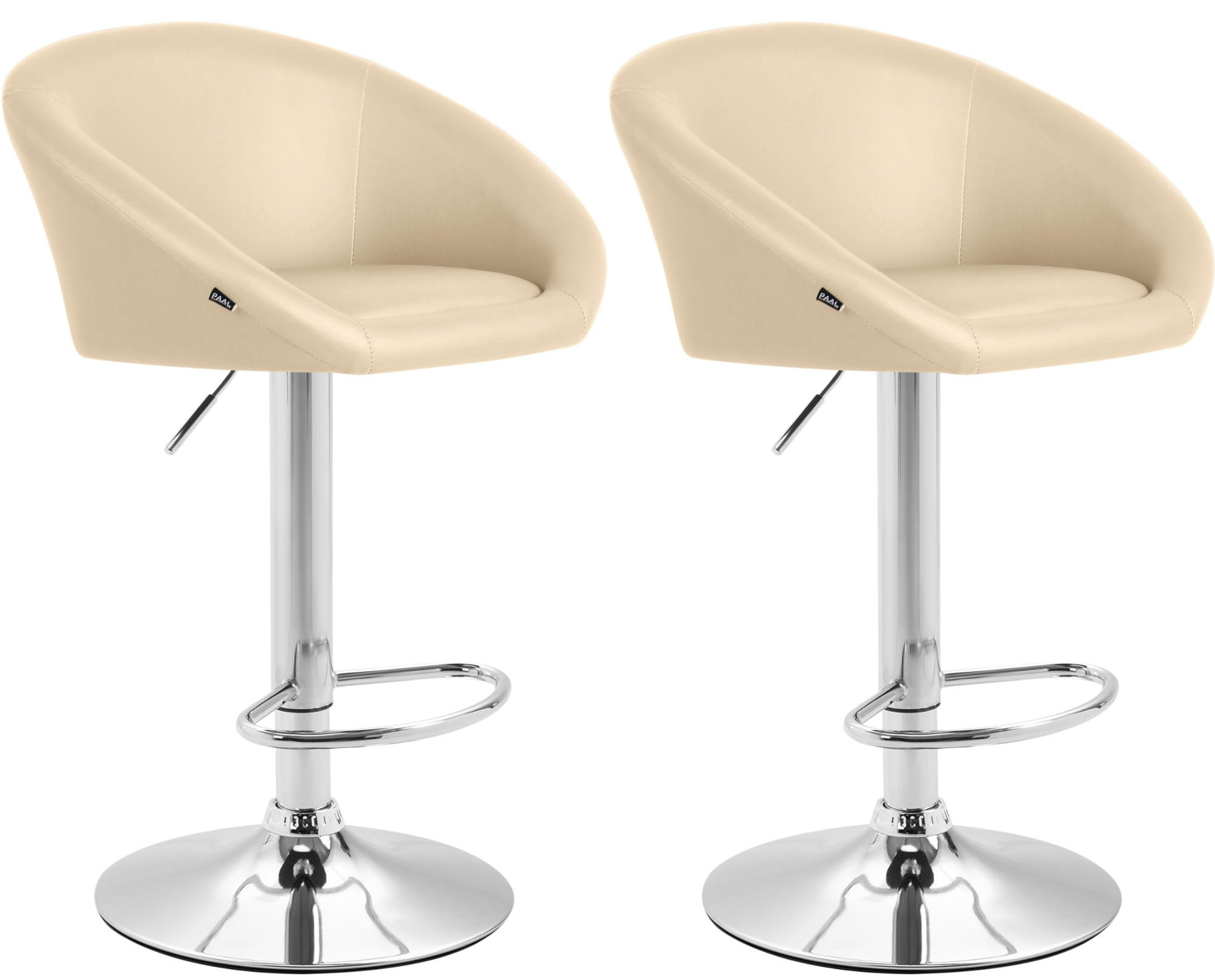 BARHOCKER 2er Set Lederlook creme - Chromfarben/Creme, Textil/Metall (55/86/51cm) - CLP