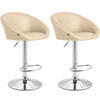 BARHOCKER 2er Set Lederlook creme - Chromfarben/Creme, Textil/Metall (55/86/51cm) - CLP