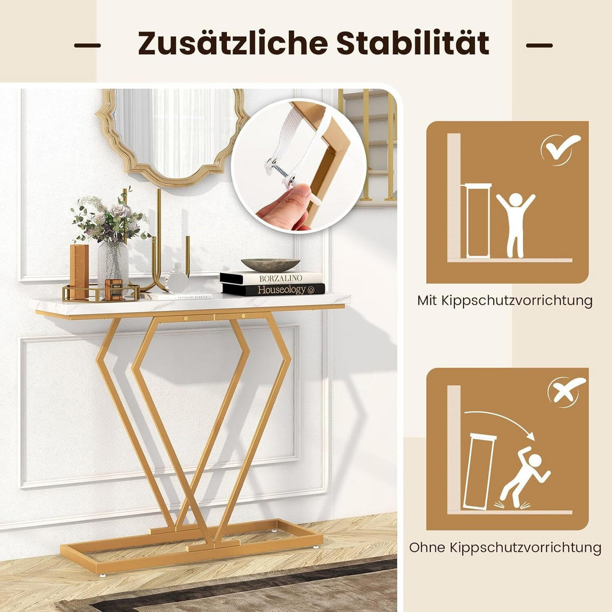 KONSOLENTISCH 80cm Weiß - Weiß, Metall (100/30/80cm) - COSTWAY
