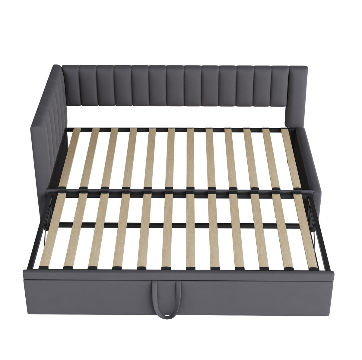 SCHLAFSOFA 90/200 cm mit Ausziehbett, L-Form und Samtbezug, Grau - Grau, Textil (97.5/75/208cm) - Redom