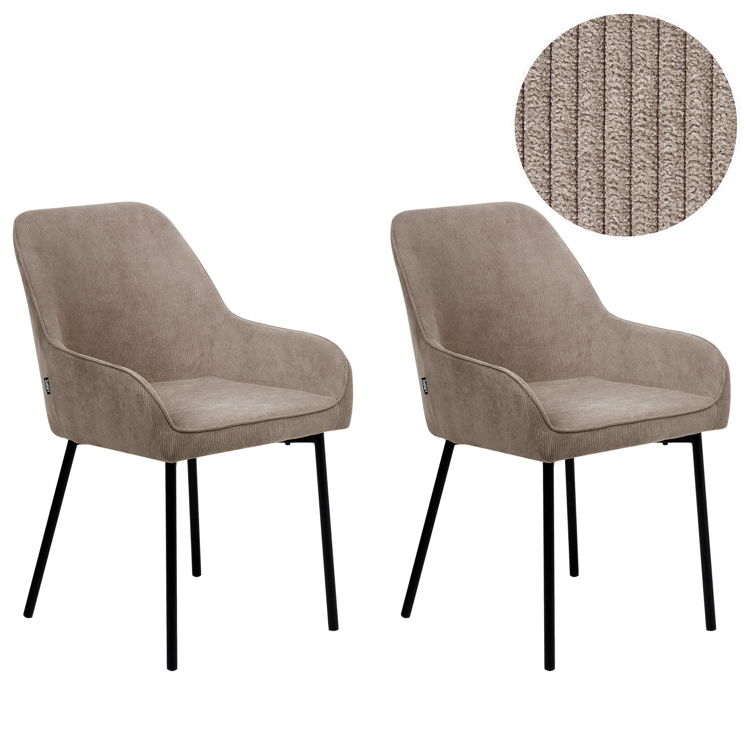 ESSZIMMERSTUHL 2er-Set Beige Loverna - Beige/Schwarz, Textil (54/87/63cm) - Beliani