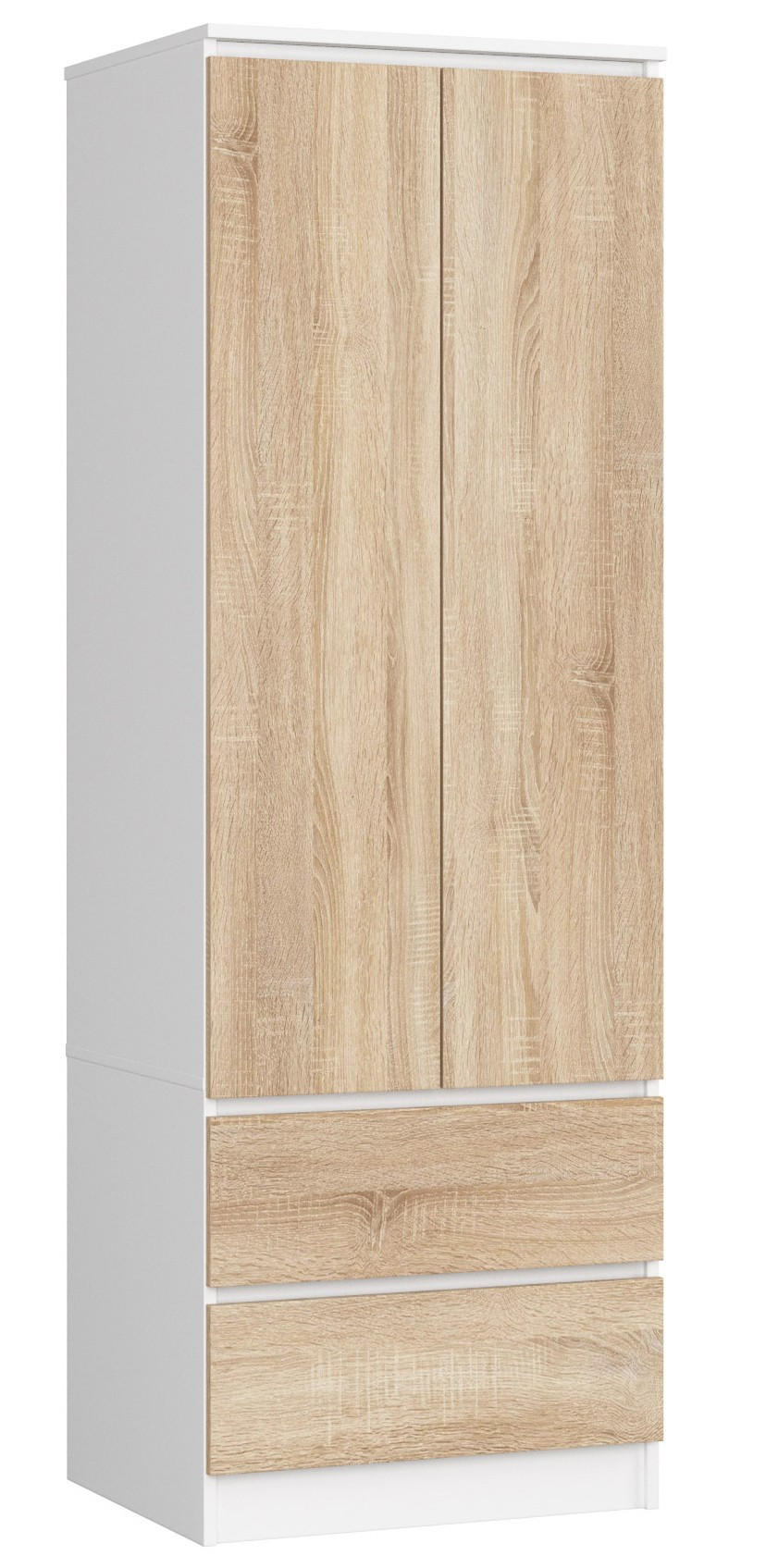 KLEIDERSCHRANK Weiß, Eiche Sonoma 180/60/51 - Weiß/Sonoma Eiche, Holzwerkstoff (60/180/51cm) - RAUMHIRSCH FURNITURE