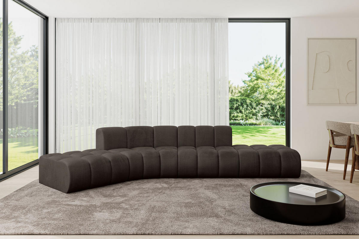 ECKSOFA modulares Sofa Solven-L1 - 380x174x70 cm Braun - Braun, Holzwerkstoff/Textil (380/174cm) - ALTDECOR
