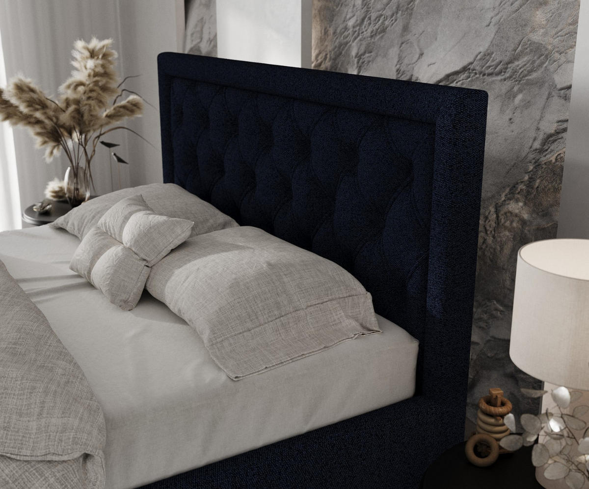 POLSTERBETT Lido 160/200 cm Marineblau im Riva Stoff - Naturfarben/Dunkelblau, Holz/Holzwerkstoff (160/200cm) - AltaBeds