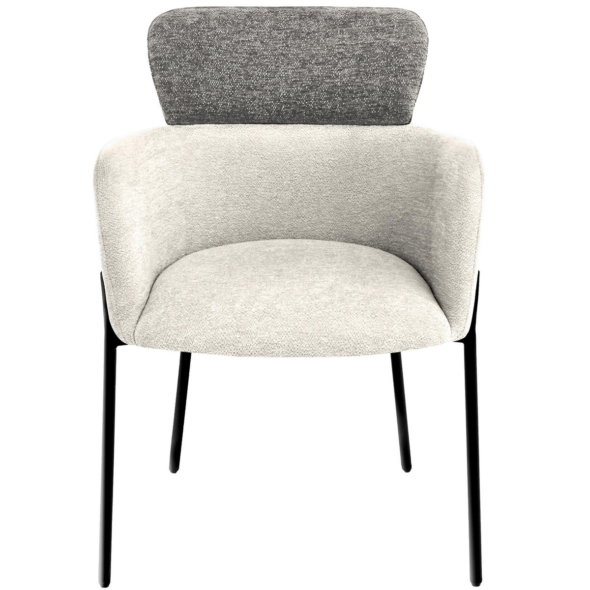 ARMLEHNENSTUHL Osmo mit Metallbeinen, Bouclé-Stoff, Beige+Dunkelgrau - Dunkelgrau/Beige, Textil/Metall (60/85/57cm) - Beautysofa