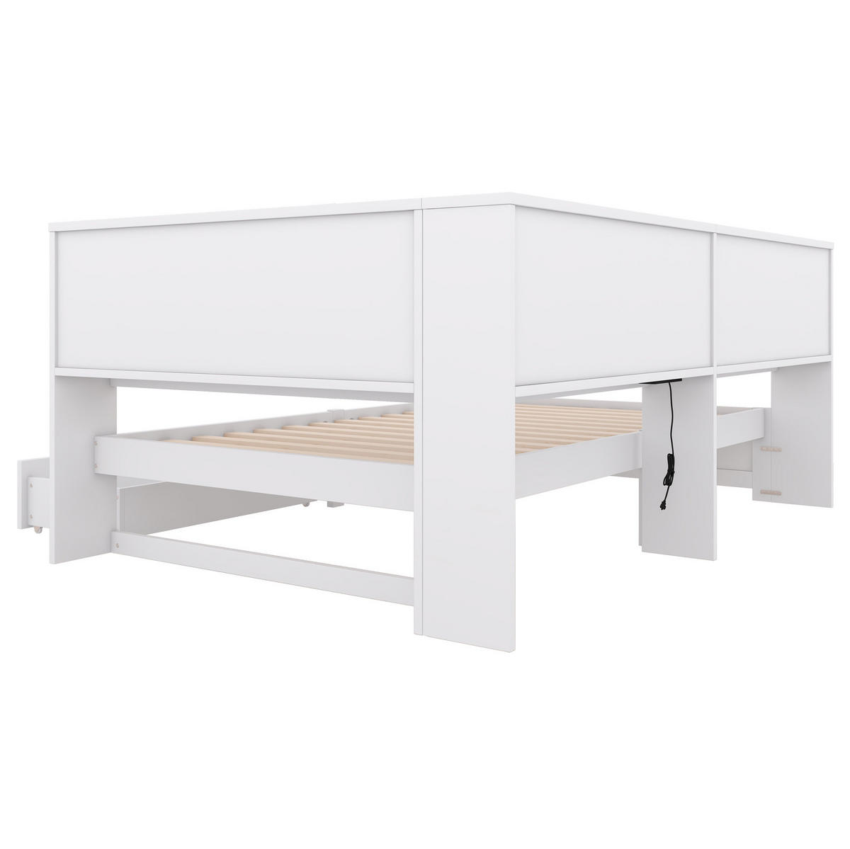 POLSTERBETT 90/200 cm Weiß aus Spanplatte mit 2 Schubladen - Weiß, Holzwerkstoff (90/200cm) - OKMYHOME