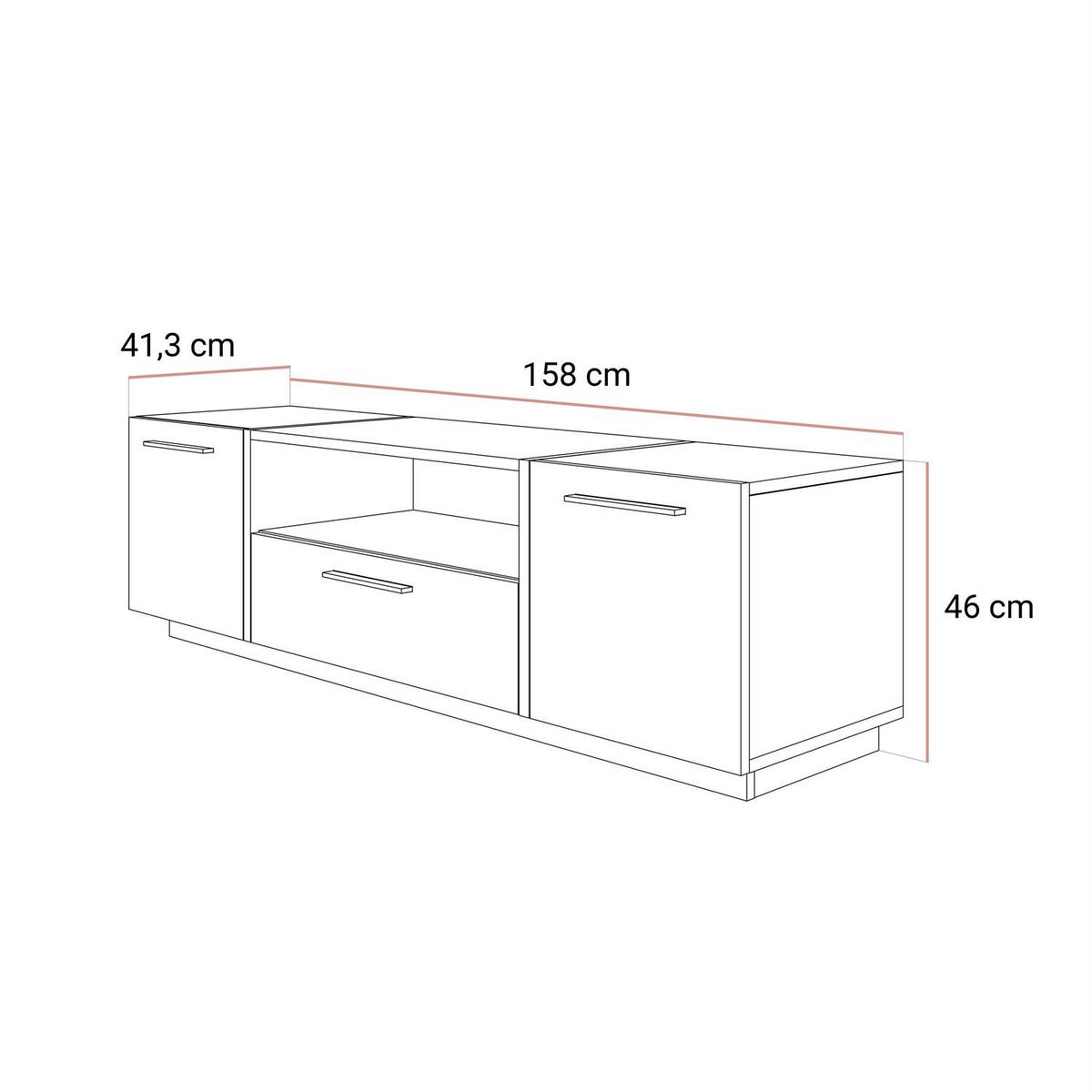 TV ELEMENT ONYX Kaschmir Hochglanz - Kaschmir, Holzwerkstoff (158/46/41.3cm) - Lookway