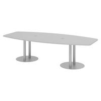 KONFERENZTISCH mittel KT28 130/280/74 cm in Grau/Säule in Silberfarben - Silberfarben/Grau, Holzwerkstoff (130/280/74cm) - bümö