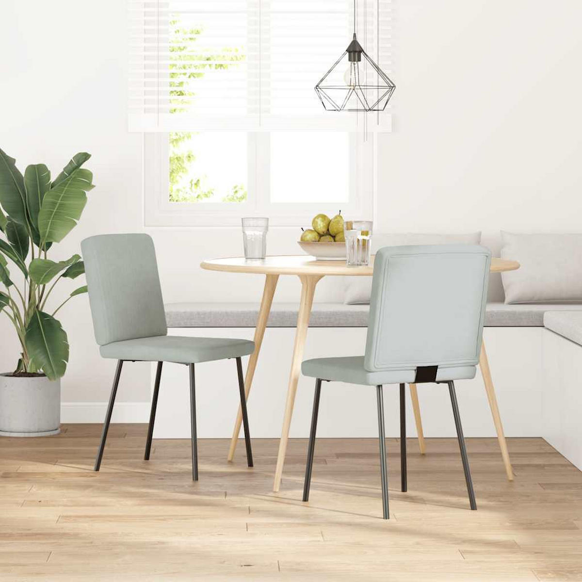 ESSZIMMERSTÜHLE 2 Stk. Hellgrau Samt 45*54*83cm - Grau, Metall (45/83/54cm) - ZMH