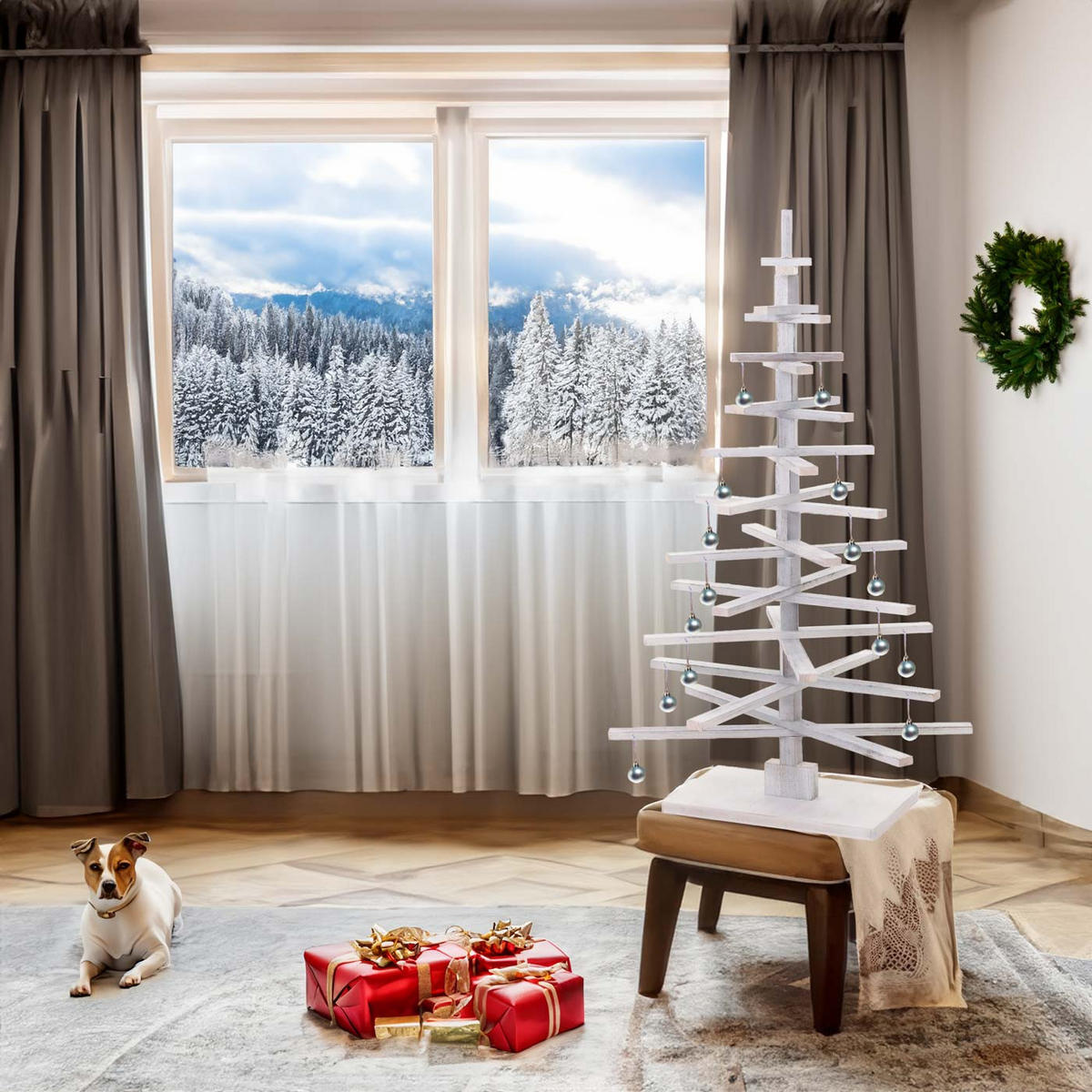 DEKO-WEIHNACHTSBAUM Weiß - Weiß, Holz (130cm) - MCW