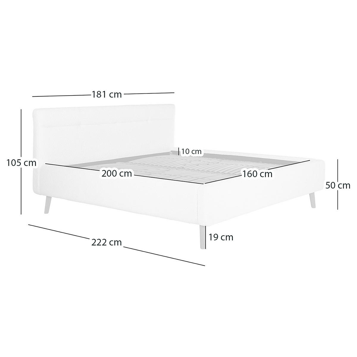 POLSTERBETT - Weiß, Textil (160/200cm) - home24