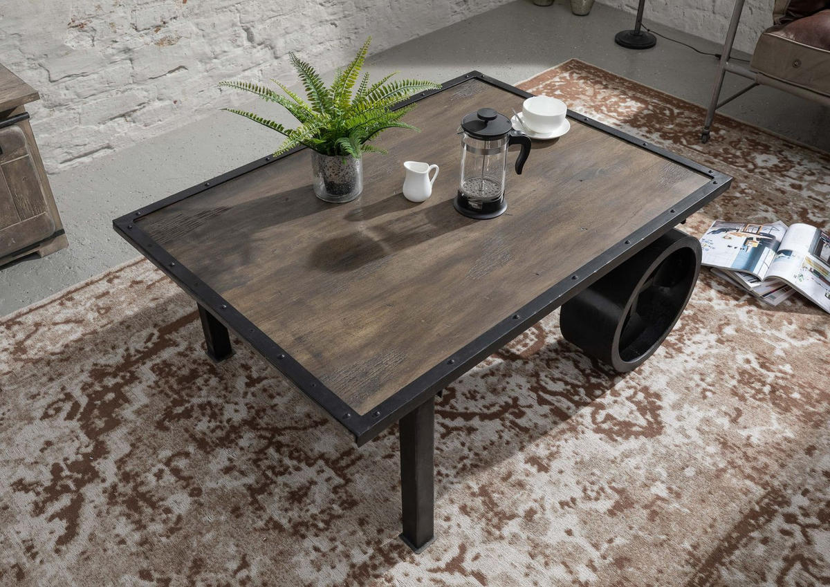 COUCHTISCH Mango 110x80x43 grau lackiert Railway #233 - Grau, Holzwerkstoff (80/110/45cm) - Massivmoebel24