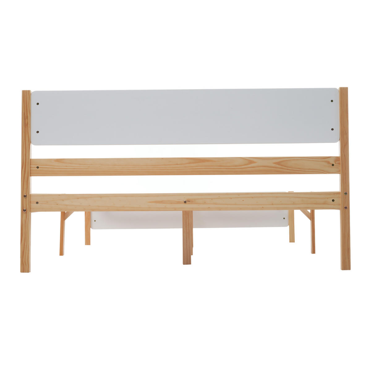 KREVET 140/200 cm s uzglavljem i podnožjem, 15 letvica i središnjim nogama, Bijela/Natur - prirodne boje, drvo (140/200cm) - Redom