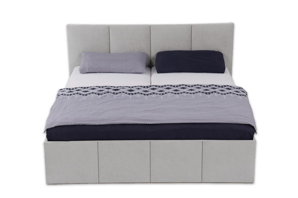 POLSTERBETT Dalas Grau 160 x 200 x 40 cm Stauraum Mit hochwertiger Matratze H3 (bis 120 kg) und Lattenrost - Grau, Holz (160/200cm) - Halmon Schlafkomfort Betten 