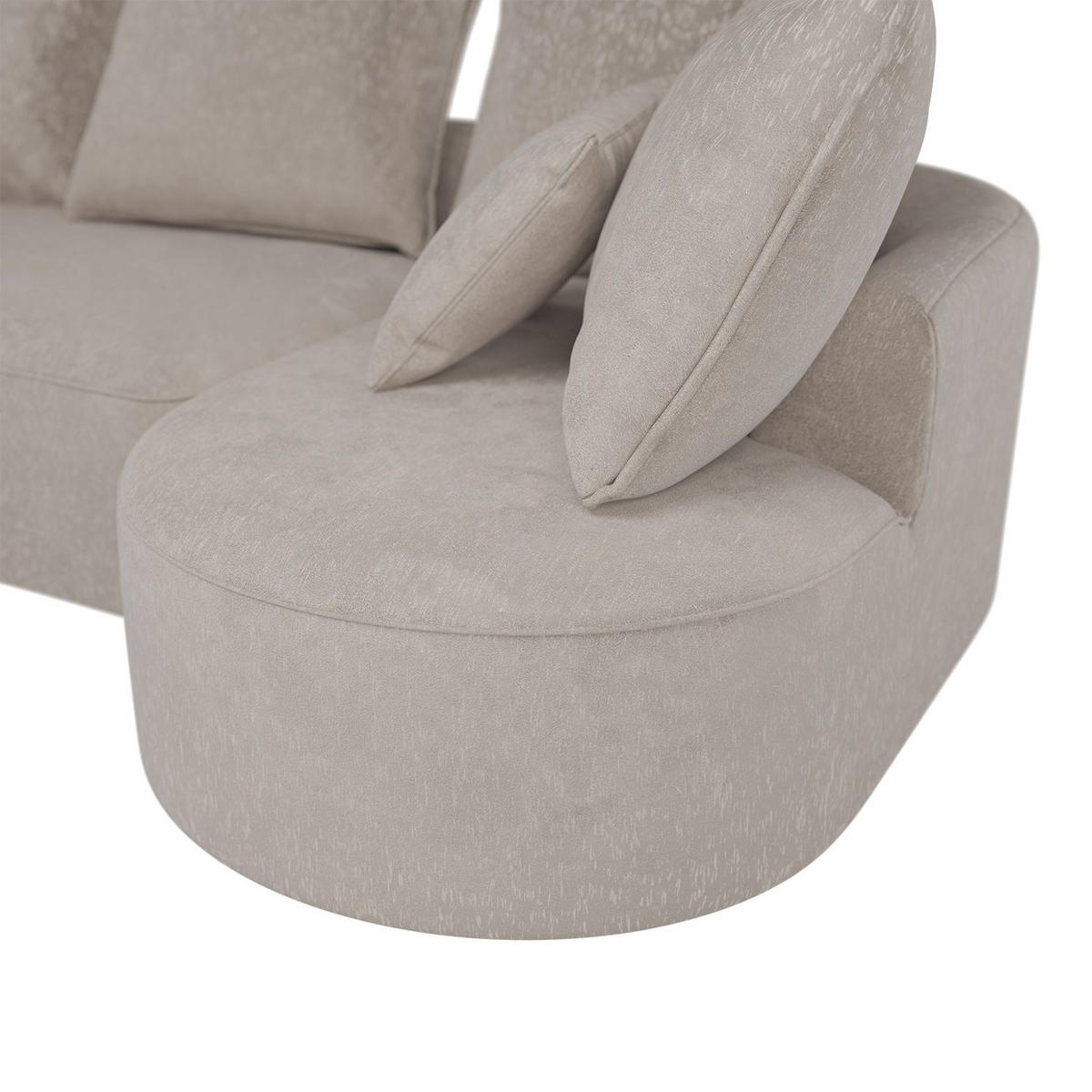 SOFA Tirano Samt Beige mit Ottomane rechts - Beige, Textil (300/102cm) - Juskys