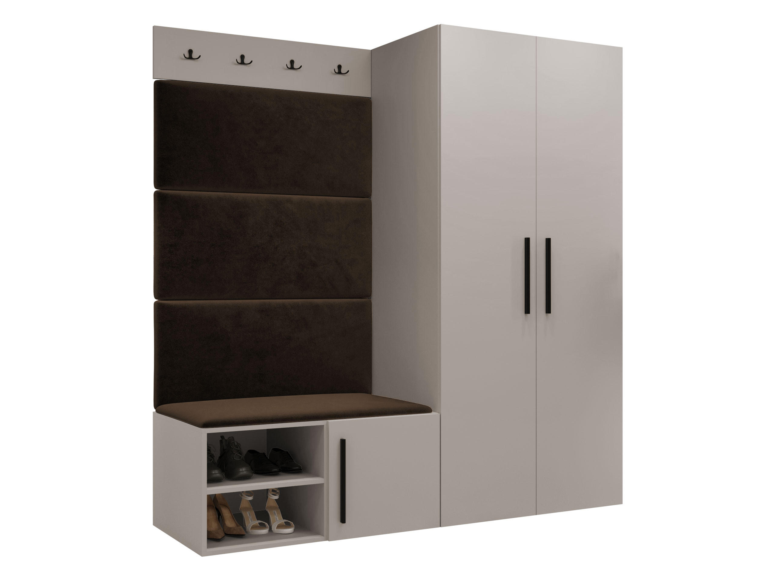 GARDEROBEN-SET Medi I - Kaschmir/Schwarz, Holzwerkstoff/Kunststoff (80/191/50cm) - MIRJAN24