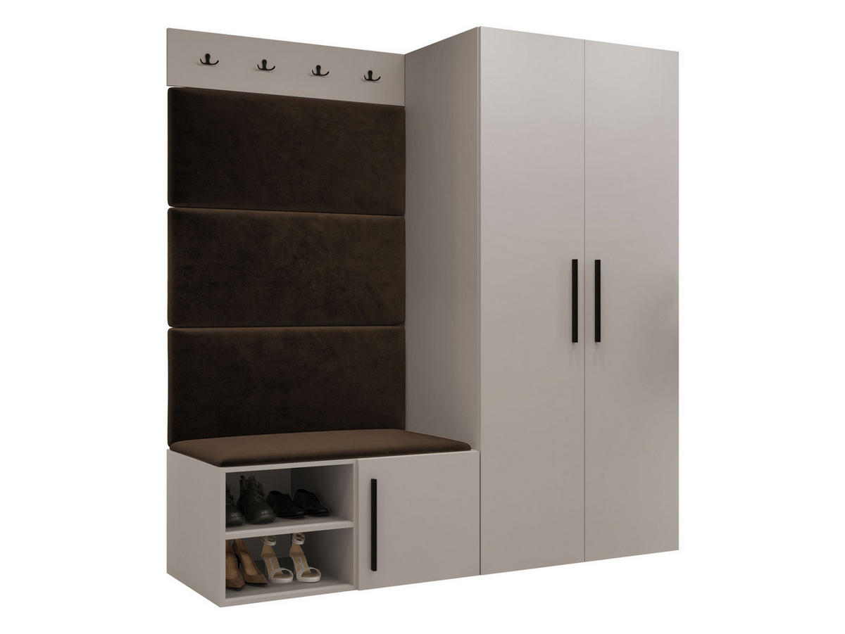 GARDEROBEN-SET Medi I - Kaschmir/Schwarz, Holzwerkstoff/Kunststoff (80/191/50cm) - MIRJAN24