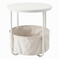 BEISTELLTISCH mit Korb rund Weiß 45/45/50 cm - Weiß, Metall (45/45/50cm) - SCENA LIVING