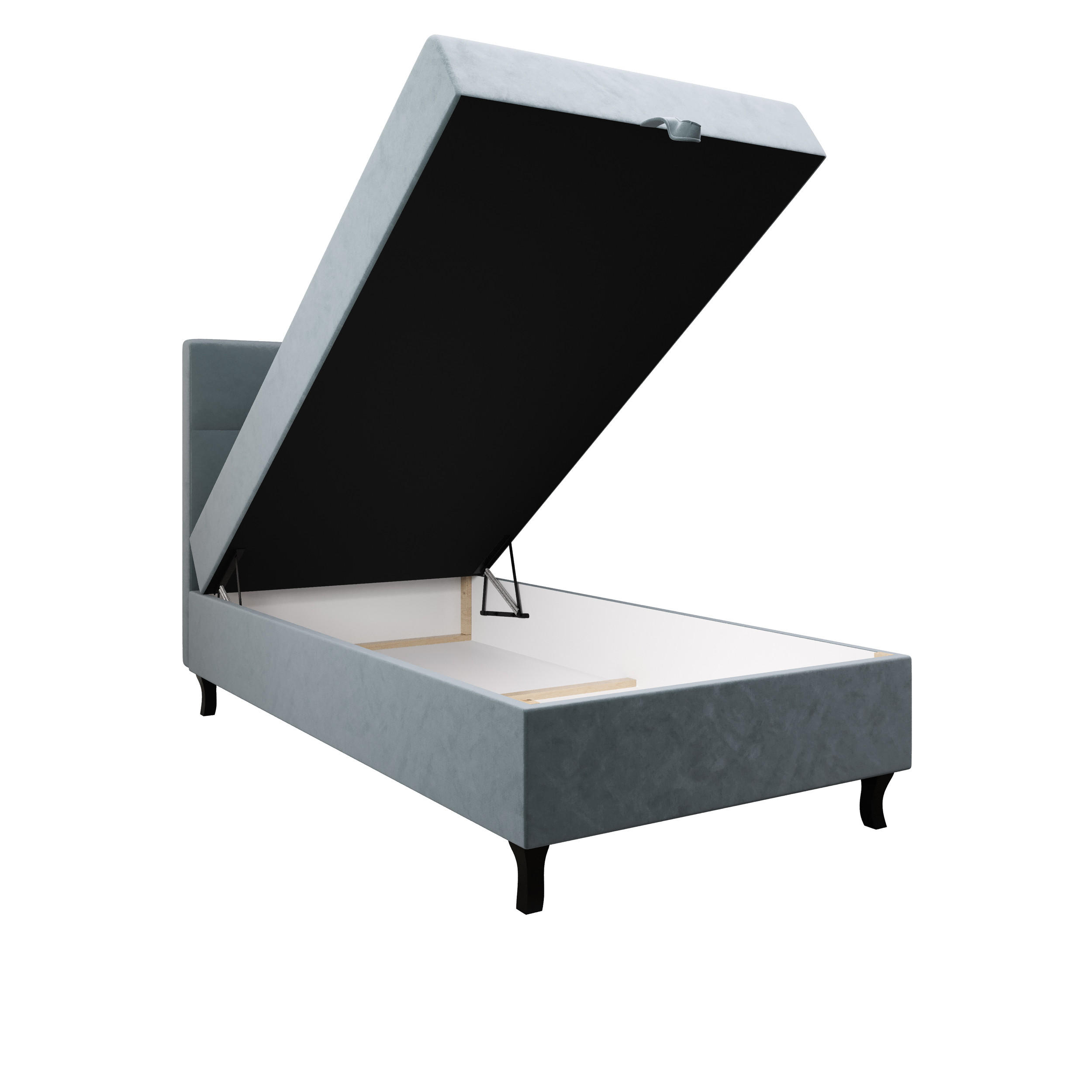 BOXBETT LIMBA mit Matratze H3, Bonell und Topper 100x200 Monolith 72 - Blau, Holz/Textil (100/200cm) - Bedante