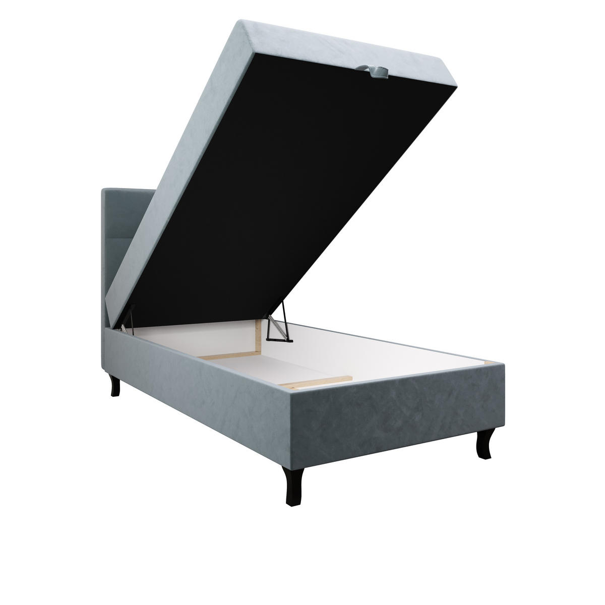 BOXBETT LIMBA mit Matratze H3 und Topper 80x200 Monolith 72 - Blau, Holz/Textil (80/200cm) - Bedante