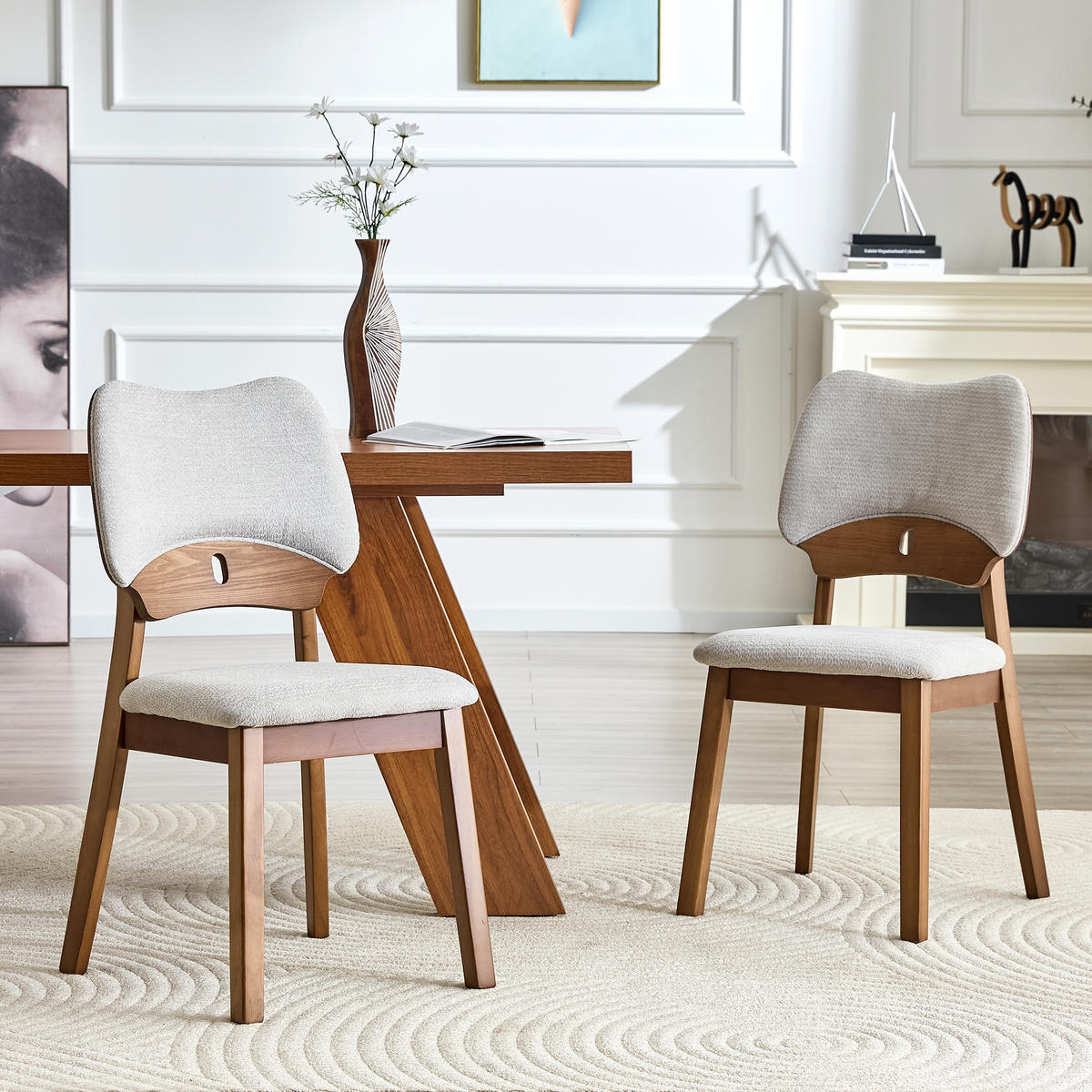 STUHL-SET DE-36734 2 Stück mit Schmetterlingsrückenlehne Grau - Grau, Holzwerkstoff (43/87.5/51cm) - ComfortXL