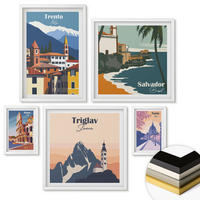 WANDBILDER 5er-Set - 50x50 cm & 20x30 cm & 40x60 cm Weißer Rahmen - Blicke auf berühmte Orte am Meer - Weiß, Kunststoff (40/60cm) - ArtPrintCave