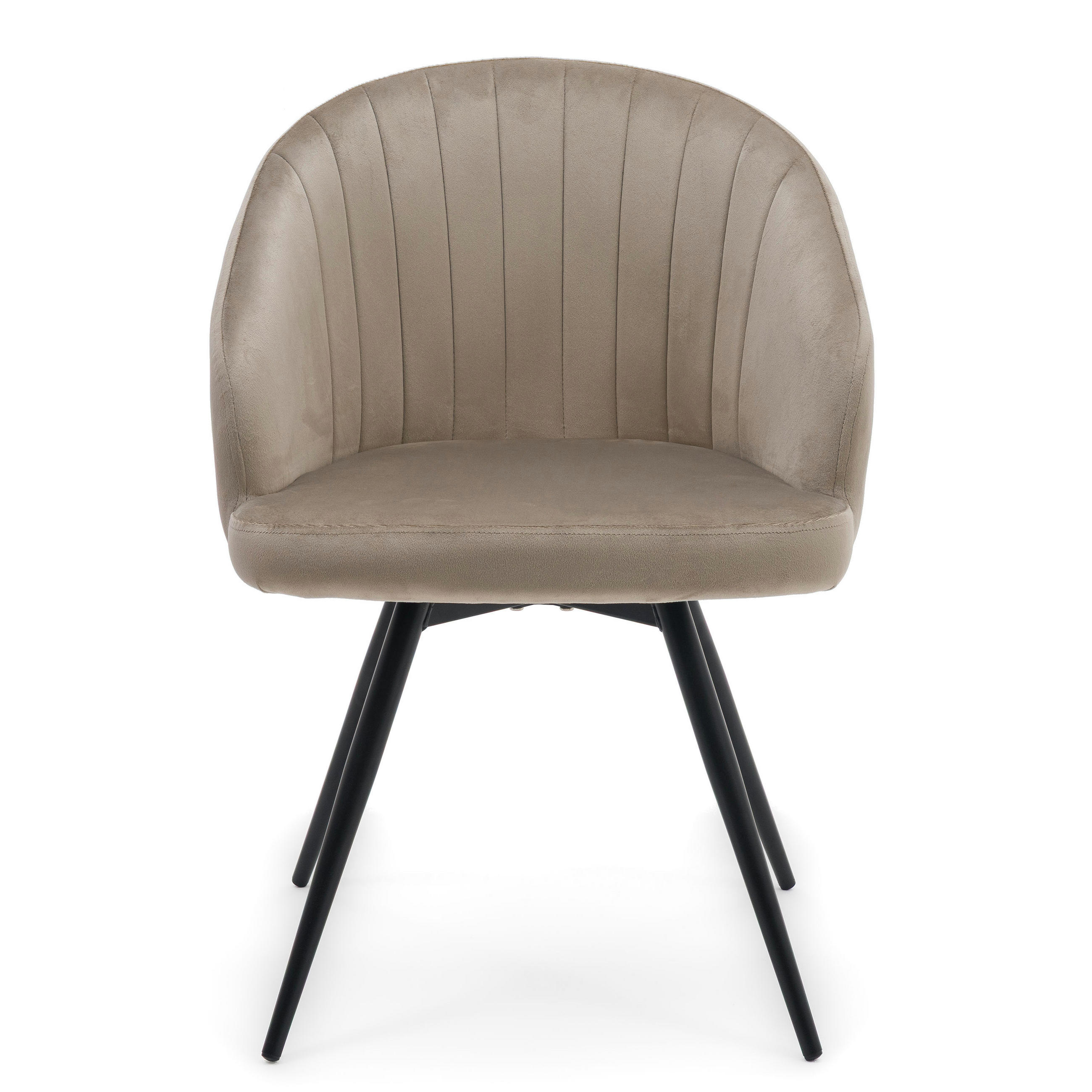 STUHL MODENA drehbar gepolsterter mit Steppung - dunkelbeige - Samt Velour - Schwarz/Braun, Textil/Metall (57/80/59cm) - NEW HOME