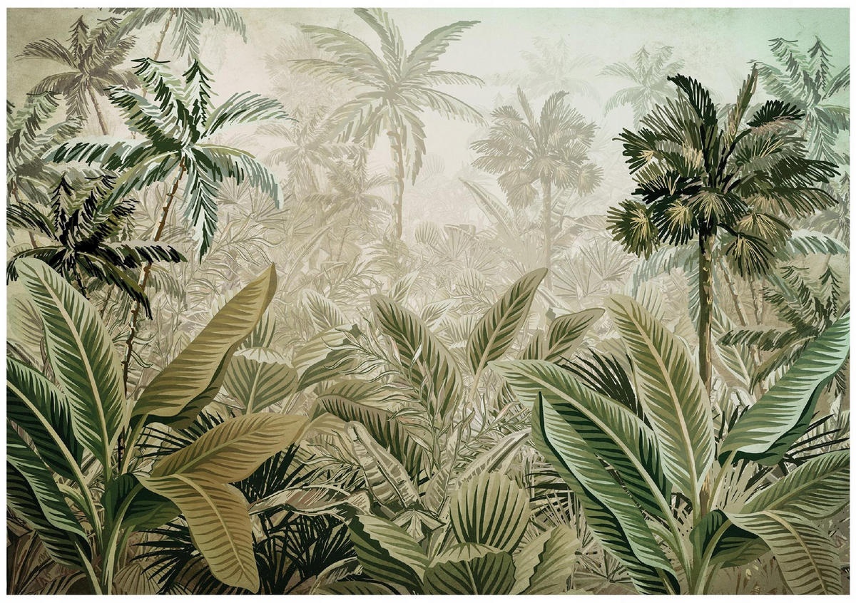 FOTOTAPETE Dschungel Wald Vliestapete Tapete 300x210 - Multicolor, Papier (300/210cm) - Wallarena