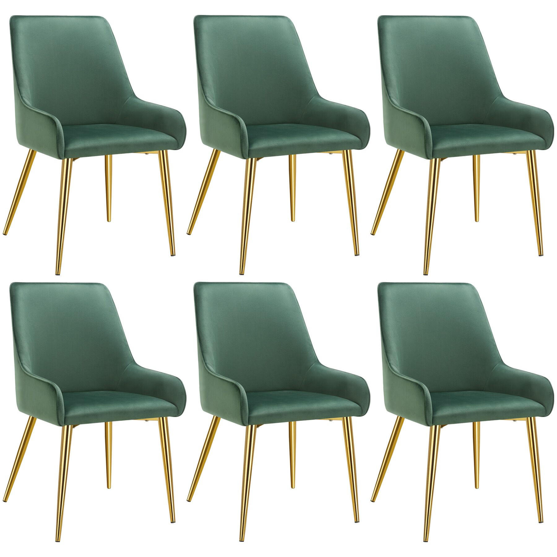 POLSTERSTUHL 6er Set Avane 52 x 61 x 89 cm grün - Grün, Textil (52/89/61cm) - tectake