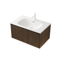 WASCHTISCHKOMBI 80/46/40 cm Braun Eiche/Weiß aus Harz mit Schublade - Eichefarben, Kunststoff (80/41.8/46cm) - OKWISH