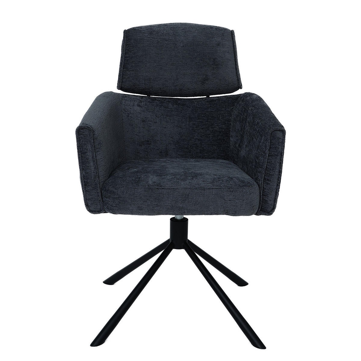 ARMLEHNENSTUHL - Drehbar - Chenille / Eisen - Anthrazit, Textil/Metall (60/92/64cm) - home24