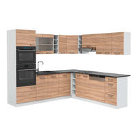 ECKKÜCHE R-Line, Sonoma/Weiß, 247 x 237 cm, AP Anthrazit - Weiß/Sonoma Eiche, Holzwerkstoff (247/81.6/60cm) - Vicco