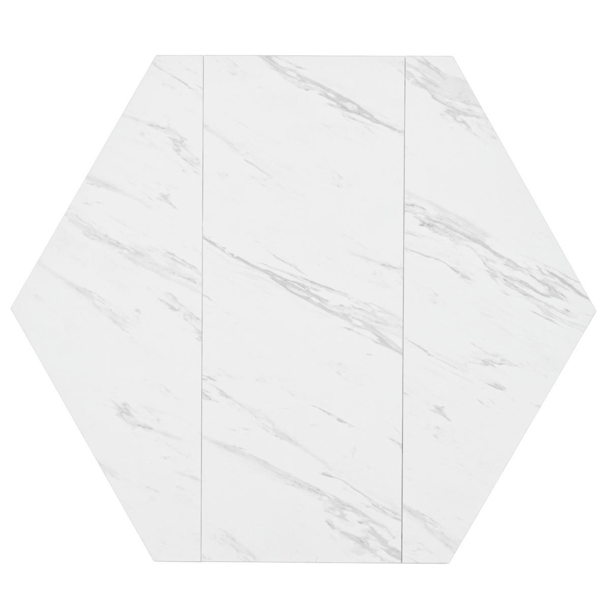 JÍDELNÍ stůl 115,5/100/75 cm bílo-zlatý z MDF a oceli s mramorovým dekorem - bílá, kompozitní dřevo (100/115.5/75cm) - OKWISH