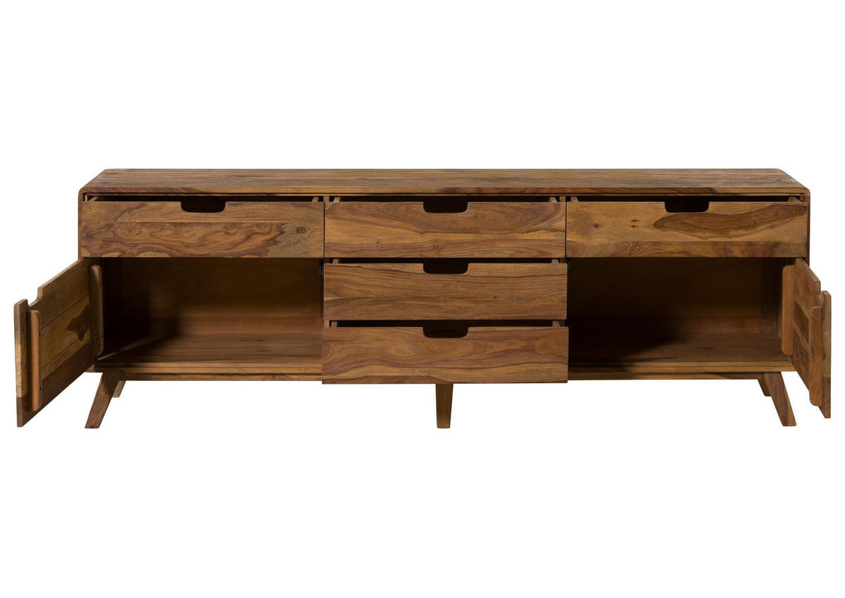 SIDEBOARD Sheesham 200x40x65 natur sandgestrahlt lackiert MALMÖ 2 #230 - Braun, Holz (200/65/40cm) - Massivmoebel24