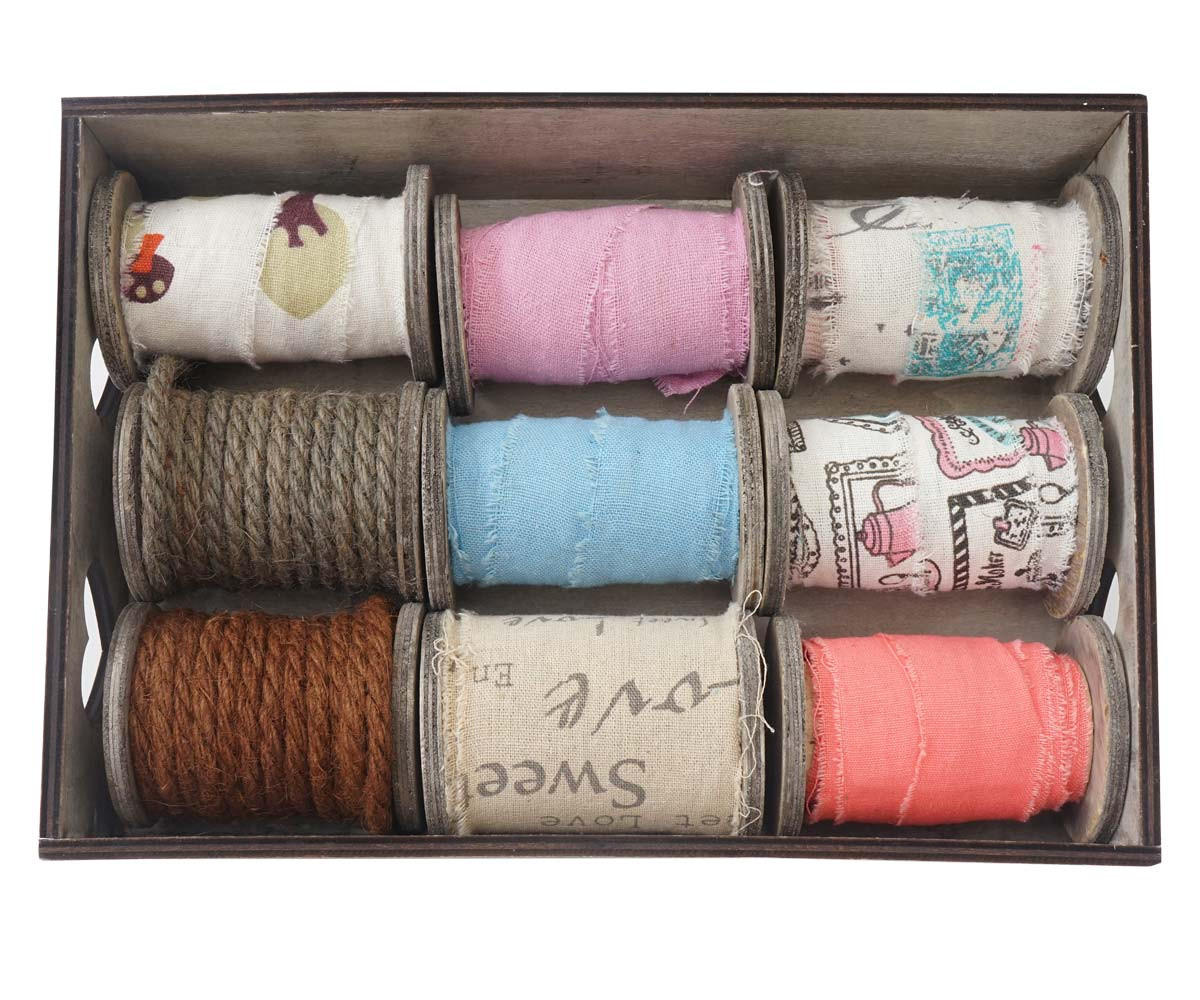 DEKO-BOX BÄNDER 9 ROLLEN Multicolor 9er-Set - Multicolor, Textil (33/8/24cm) - MCW