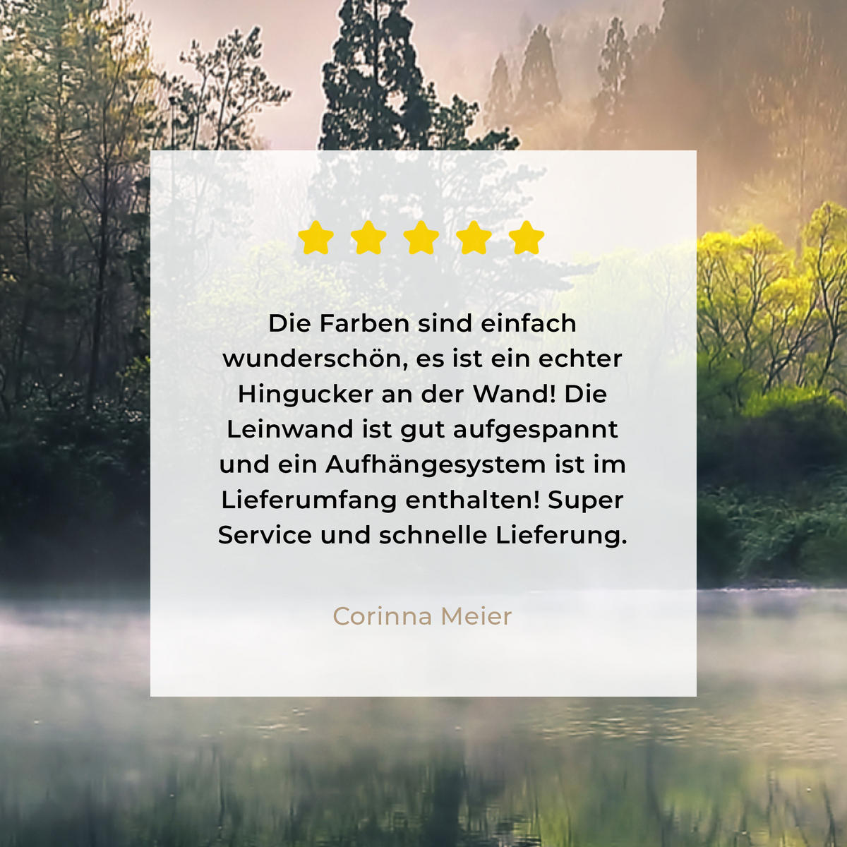 LEINWANDBILD Natur - Bäume - Berge - See - Wasser 50x50 cm - Hellgrün, Textil (50/50cm) - MuchoWow