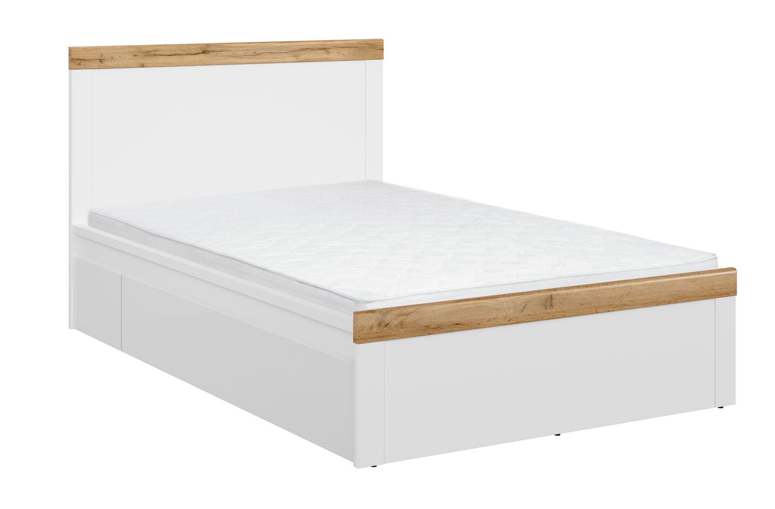 BETT Holten weiß / Eiche Wotan 129 / 200 / 100,5cm - Eichefarben/Weiß, Holz/Holzwerkstoff (120/200cm) - Feldmann-Wohnen