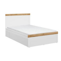 BETT Holten weiß / Eiche Wotan 129 / 200 / 100,5cm - Eichefarben/Weiß, Holz/Holzwerkstoff (120/200cm) - Feldmann-Wohnen